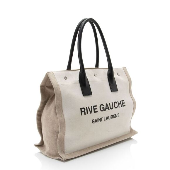 Saint Laurent Canvas Calfskin Rive Gauche Small Tote - Picture 2 of 16